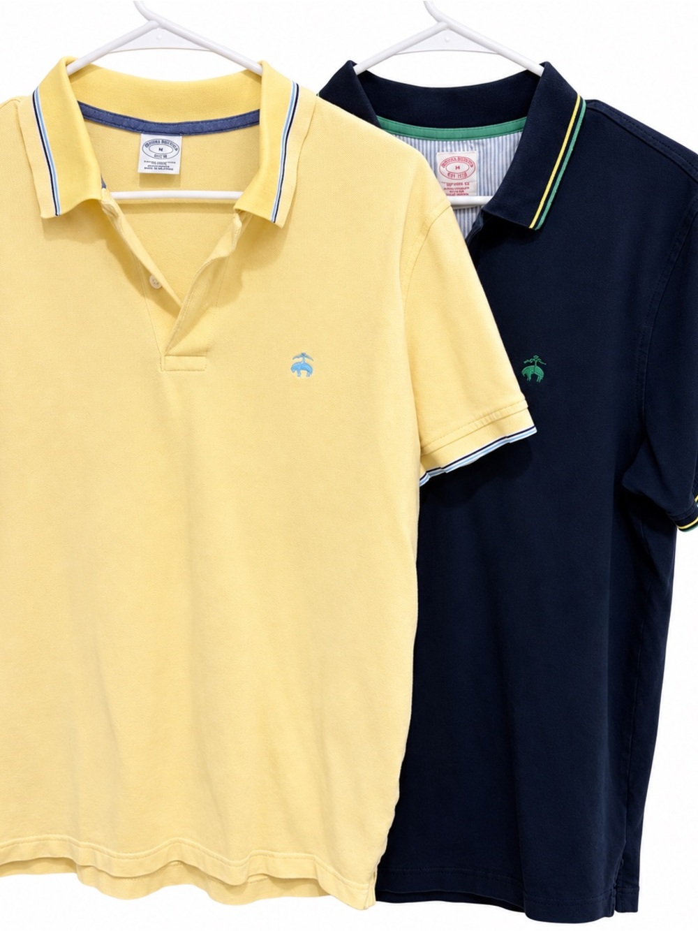 Brooks Brothers Yellow & Navy Contrast-Tip Polo Duo